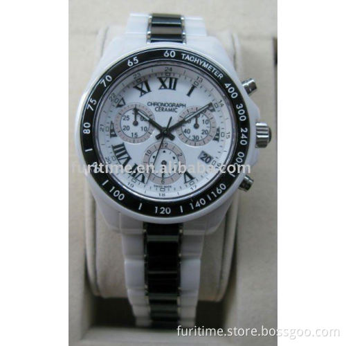 Ceramic chronograph watch,colourd fashion watch